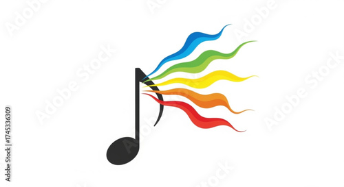Musical note with colorful waves, vector illustration for music, art, and creative concepts symbol of melody and harmony