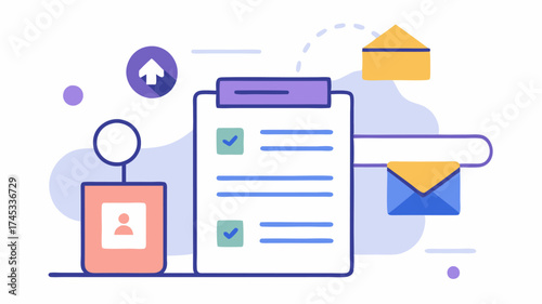 A digital form with filled fields and a submission icon illustrating the process of capturing leads through online forms and landing pages.