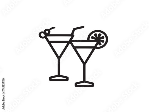 Summer party icon 2D vector line art for sunny social gathering