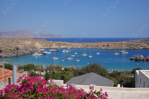 View of the Bay of Lindos, Rhodes Island - Greece 