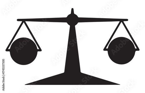 Silhouette of a balanced scale, symbolizing justice, fairness, and equilibrium in legal or ethical contexts.