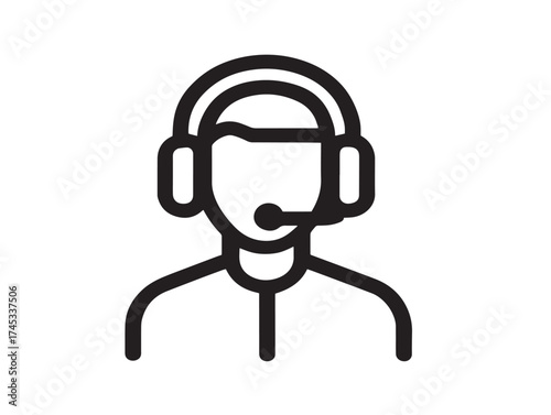 Tech Support icon 2D vector line art for IT assistance and repair