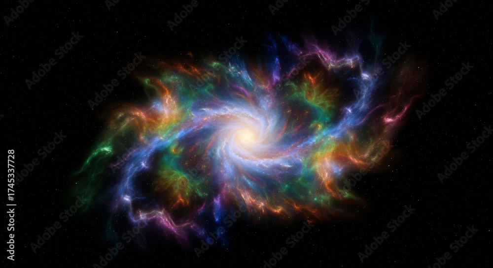 Fototapeta premium Vibrant and colorful galaxy swirling in the vast expanse of space.