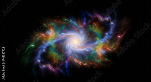 Vibrant and colorful galaxy swirling in the vast expanse of space.