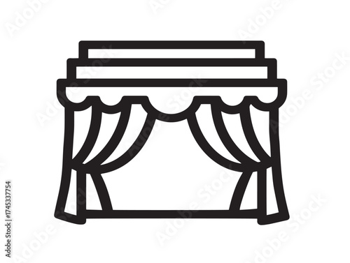 Theatre icon 2D vector line art for drama and performance arts