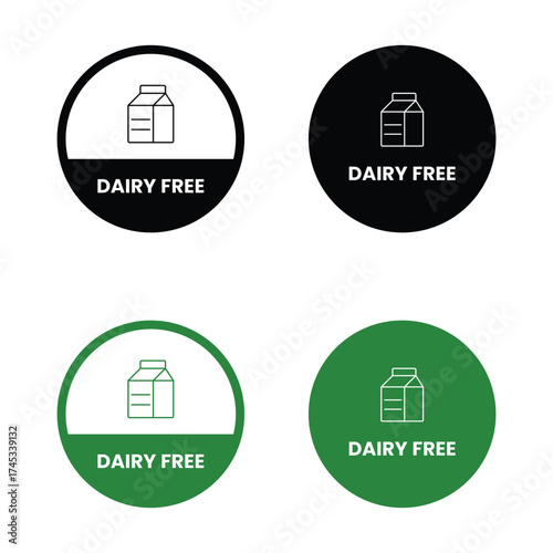 Dairy free icon. No milk ingredient use in product packaging symbol. Vector sign of lactose free stamp.
