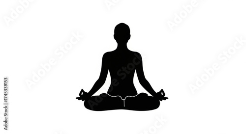 A silhouette of a person in a lotus position, , symbolizing meditation, mindfulness, and inner peace through yoga practice and spiritual wellbeing