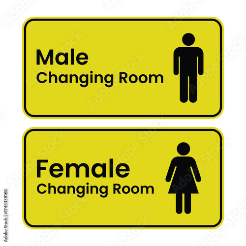 Male female changing room icon, Male female changing room sign, logo, badge, icon, sticker, label, emblem, stamp, symbol, black, line, flat vector, isolated illustration.
