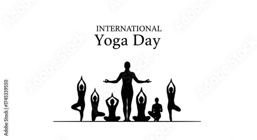 Silhouette illustration of people practicing yoga poses for international yoga day vector illustration of healthy lifestyle