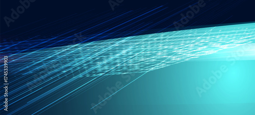 Glow blue futuristic digital technology landscape. Glow colourful particle background. Technology digital data network background, Futuristic digital data transfer, Digital cyberspace technology.