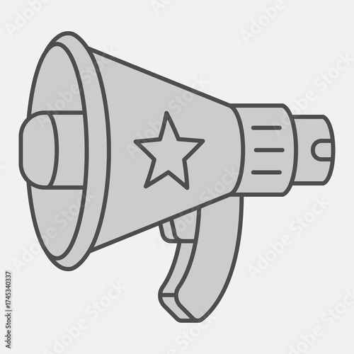 Loudspeaker isometric icon, democracy day concept. Vector graphics. Megaphone of voter sign and editable stroke, outline style icon for mobile or web design.