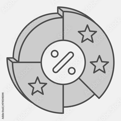 Pie chart isometric icon, democracy day concept. Vector graphics. Vote share ratio sign and editable stroke, outline style icon for mobile or web design.