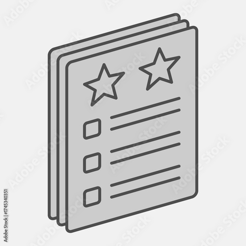 Voter election program paper isometric icon, democracy day concept. Vector graphics. Document sign and editable stroke, outline style icon for mobile or web design.