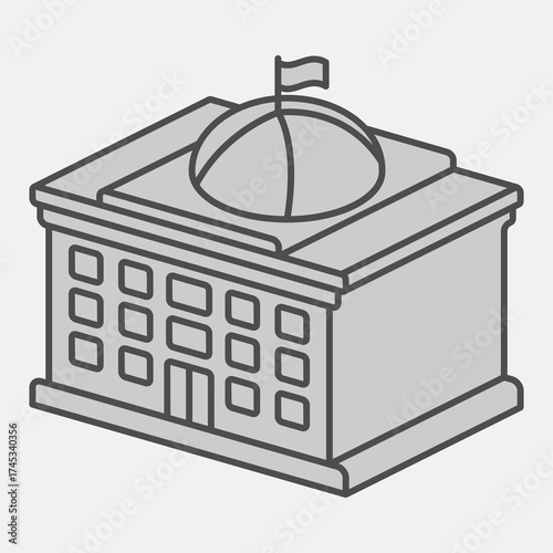 Presidium building isometric icon,democracy day concept. Vector graphics. House of congress sign and editable stroke, outline style icon for mobile or web design.