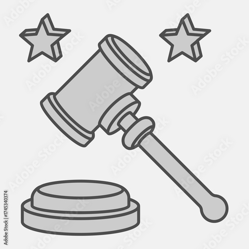 Auction hammer isometric icon, democracy day concept. Vector graphics. Judge gavel sign and editable stroke, outline style icon for mobile or web design.