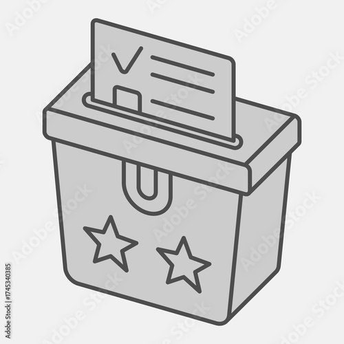 Voter paper in ballot box isometric icon, democracy day concept. Vector graphics. Elections sign and editable stroke, outline style icon for mobile or web design.