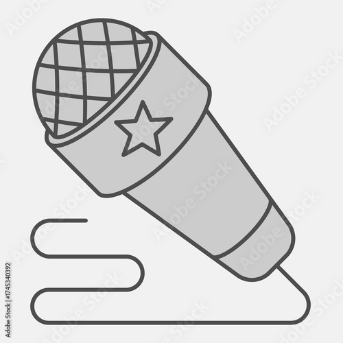 Microphone with cord isometric icon, sound recording concept. Vector graphics. Mic sign and editable stroke, outline style icon for mobile or web design.
