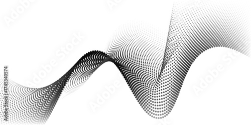 Flowing stroke dots particles nice wave pattern halftone black gradient background art simple modern illustrations
