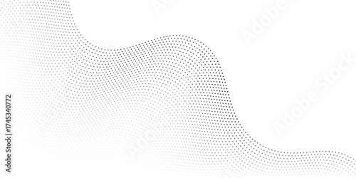 Flowing stroke dots particles nice wave pattern halftone black gradient background