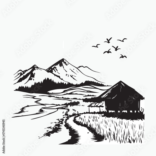 vector illustration of a mountain landscape