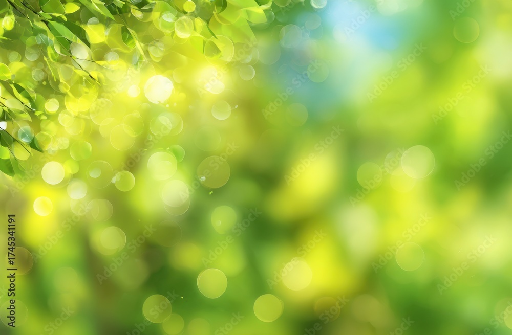 Obraz premium Bright sunlight filtering through lush green leaves creating a vibrant natural scene