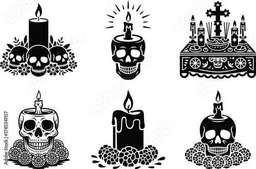 Day of the Dead Skeleton Silhouette Bundle – Mexican Art Vector Collection