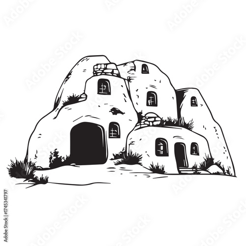ancient stone house vector
