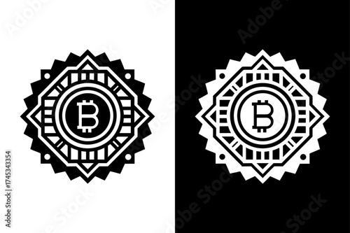 Minimal Bitcoin Icon — Cryptocurrency Logo Outline Vector.