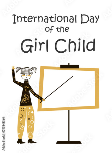 International Day of the Girl Child. October 11. Holiday concept. Template for background, banner, card, poster with text inscription