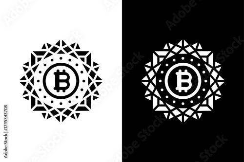 Bitcoin Logo Icon — Modern Crypto Design in Minimal Monochrome.