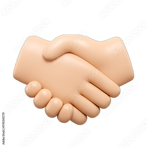 Stylized hands shaking isolated on transparent background highlighting cooperation and mutual understanding concept