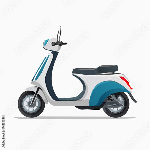 Modern blue and white motor scooter illustration for urban commuting and city travel