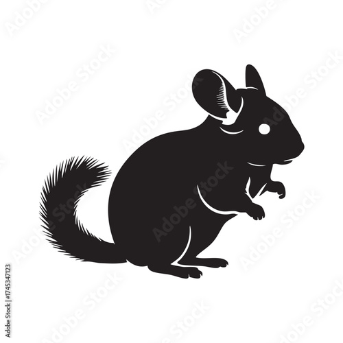 Stylized chinchilla silhouette Vector graphic icon of a cute rodent pet isolated on a white background