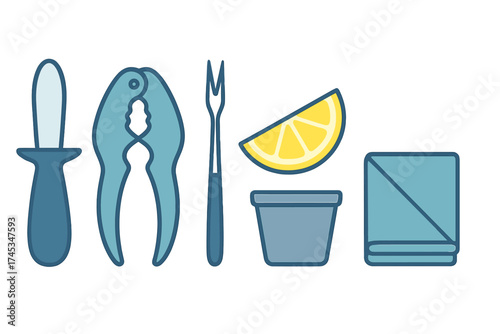 Essential utensils and accompaniments for enjoying shellfish and gourmet seafood dining