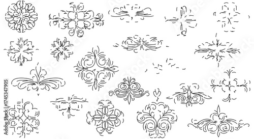Collection of vintage floral ornaments for design and decoration purposes