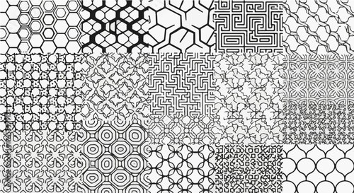 Monochrome seamless pattern with geometric shapes, a versatile design element