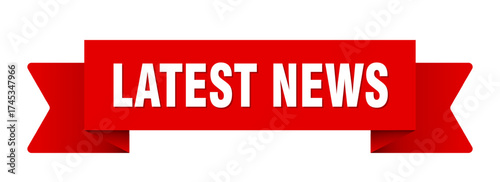 latest news ribbon isolated on transparent background. latest news ribbon