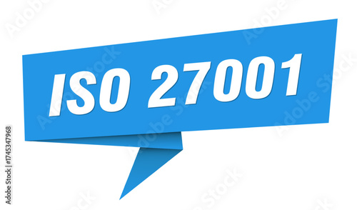 iso 27001 banner. iso 27001 speech bubble, label, sticker, sign template