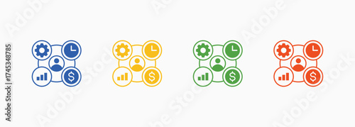 Project Management Icon Set Color Multiple Style Collection