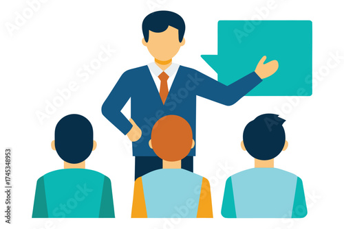 A business presentation with a speaker and an audience in attendance