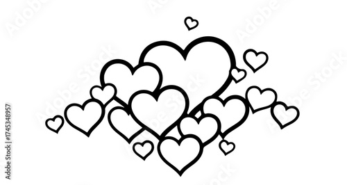 Illustration of a group of hearts, symbolizing love, affection, and romantic relationships