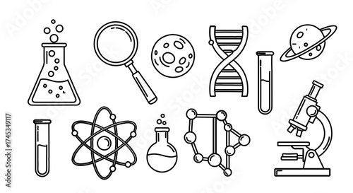 Science and chemistry elements hand drawn vector illustration in doodle style
