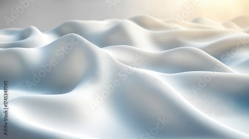 Fototapeta Naklejka Na Ścianę i Meble -  Abstract digital wavy landscape with textured surface illuminated by soft sunlight background