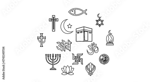 World religion symbols vector illustration of religious signs and icons
