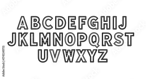 Hand drawn alphabet set of capital letters in doodle style, vector illustration