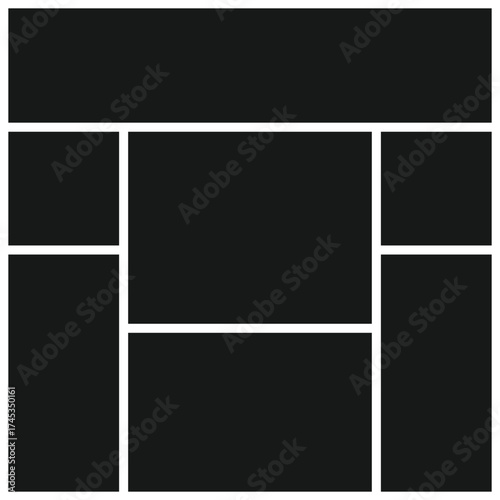 Eight frame collage template for photos and pictures,