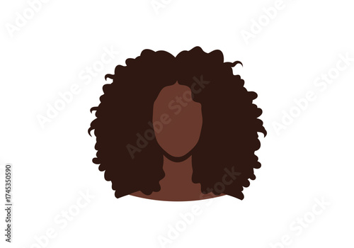 Voluminous Dark Brown Curly Hair with Faceless Silhouette.