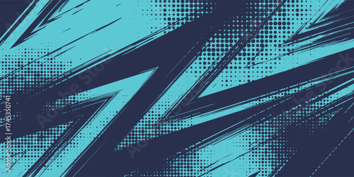 Abstract blue banner design vector, dynamic sporty horizontal background template for media promotion or web banner