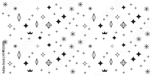 Whimsical Gem and Crown Pattern Illustration for Design Elements