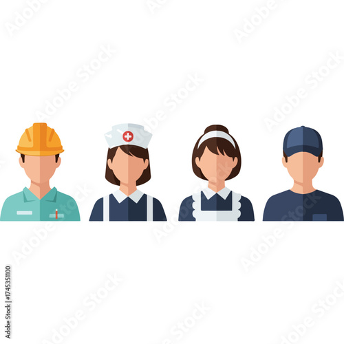 Diverse professionals representing various occupations and industries.